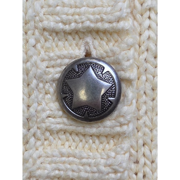 Vintage 2001 Cable Knit Star Sweater Silver Buttons Cardigan Christopher Banks L - Picture 6 of 10